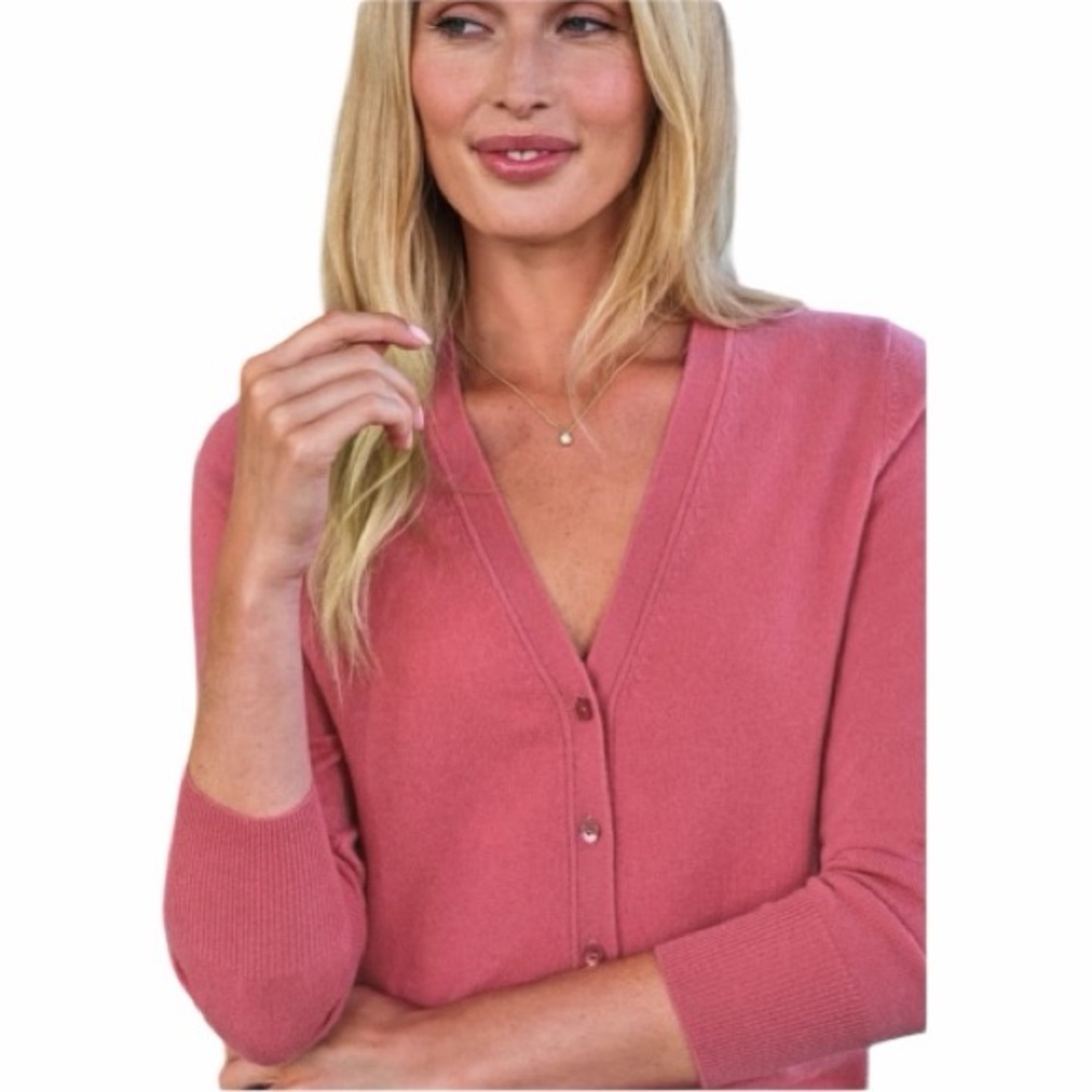 Banana Republic Silk-Blend Knit Button-Front Cardigan — Size Large — Tea Rose